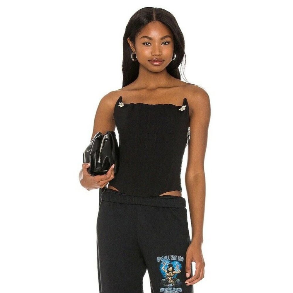 Boys Lie Boys Lie Corset Top Black Strapless Blogger L NWOT $125